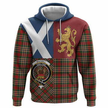 MacGill (MakGill) Crest Tartan Hoodie with Lion Rampant Saltire Style