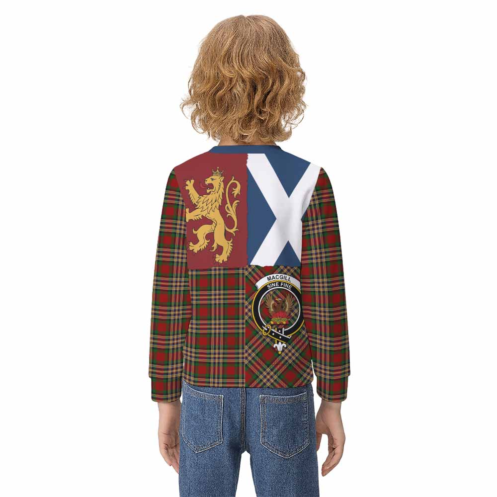 MacGill (MakGill) Crest Tartan Kid Knitted Sweatshirt with Lion Rampant Saltire Style - Tartan Vibes Clothing