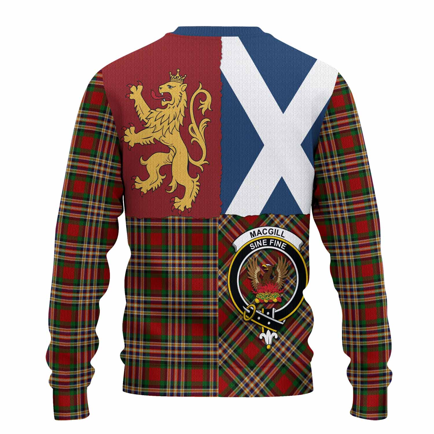 MacGill (MakGill) Crest Tartan Knitted Sweater with Lion Rampant Saltire Style