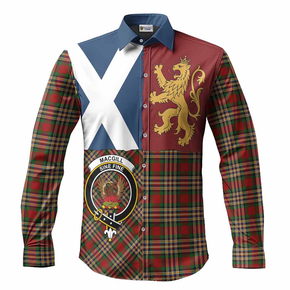 MacGill (MakGill) Crest Tartan Long Sleeve Button Shirts with Lion Rampant Saltire Style