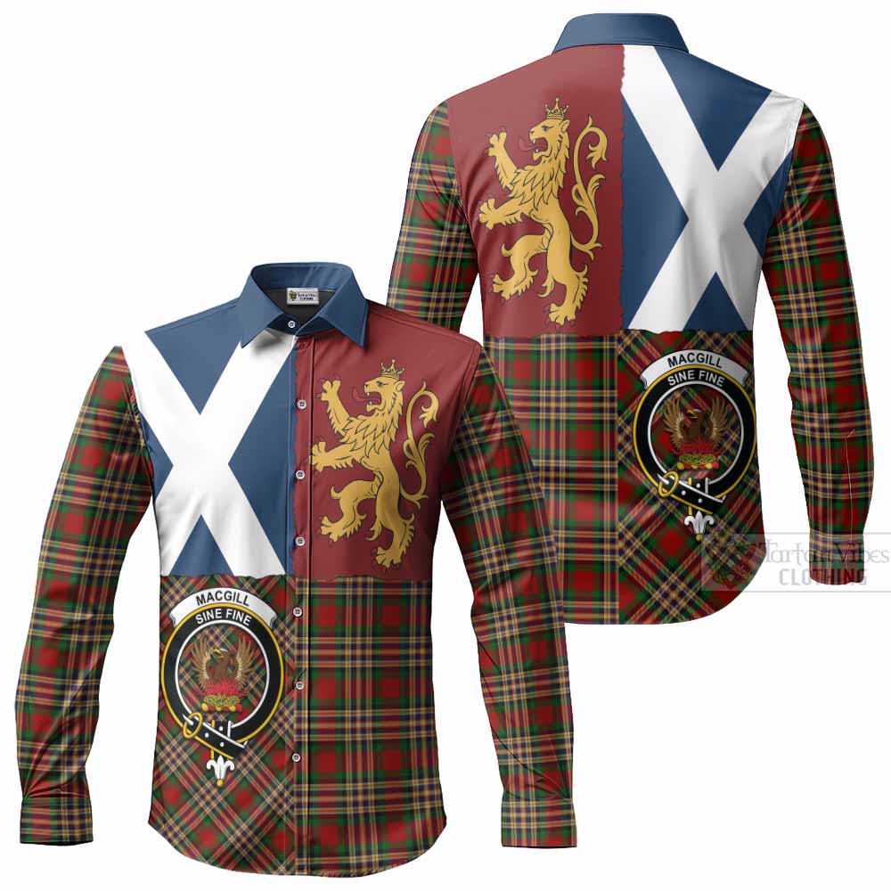 MacGill (MakGill) Crest Tartan Long Sleeve Button Shirts with Lion Rampant Saltire Style