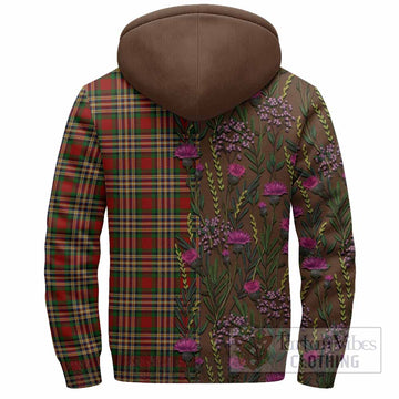 MacGill (MakGill) Family Crest Tartan Sherpa Hoodie Scottish Thistle Flower Pattern Half Style - Tartan Vibes Clothing