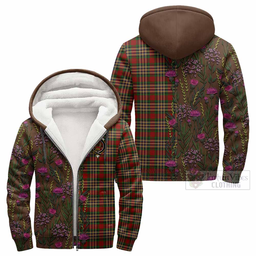 MacGill (MakGill) Family Crest Tartan Sherpa Hoodie Scottish Thistle Flower Pattern Half Style - Tartan Vibes Clothing