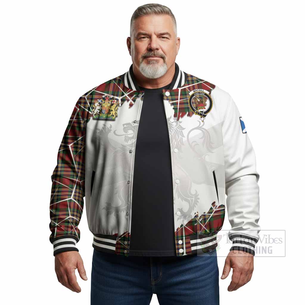MacGill (MakGill) Tartan Baseball Jacket with Family Crest and Lion Rampant Grunge Style