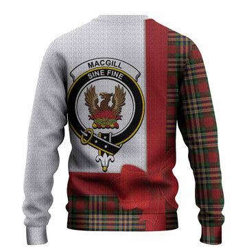 MacGill (MakGill) Tartan Crest Christmas Christmas Ugly Sweater Highland Cow Bagpipes Coquette Bow Style