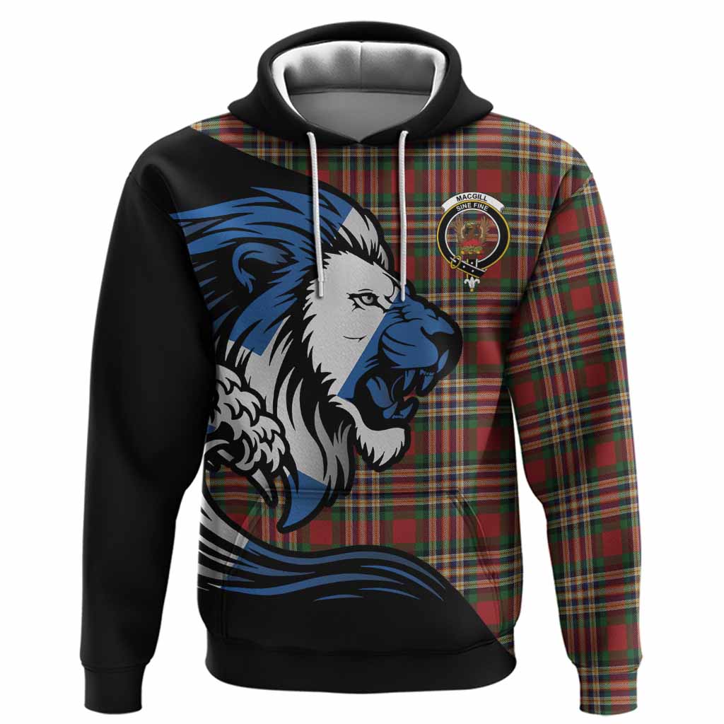 MacGill (MakGill) Tartan Crest Hoodie Scottish Golden Lions Wave Flow