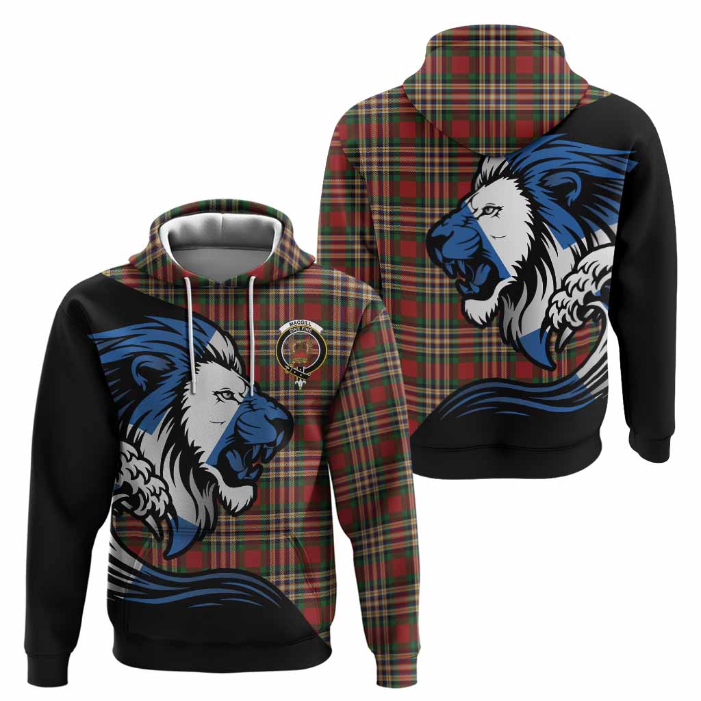 MacGill (MakGill) Tartan Crest Hoodie Scottish Golden Lions Wave Flow