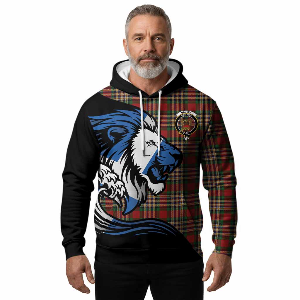 MacGill (MakGill) Tartan Crest Hoodie Scottish Golden Lions Wave Flow