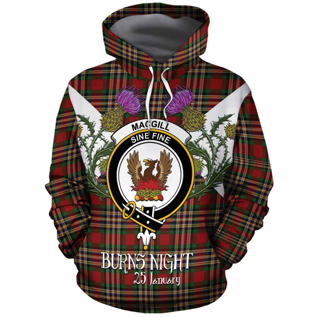 MacGill (MakGill) Tartan Family Crest Cotton Hoodie Scottish Burns Night Thistle Floral