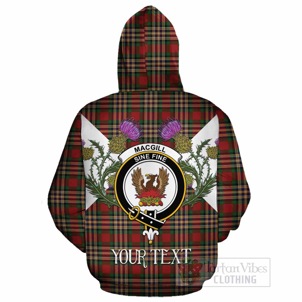 MacGill (MakGill) Tartan Family Crest Cotton Hoodie Scottish Burns Night Thistle Floral