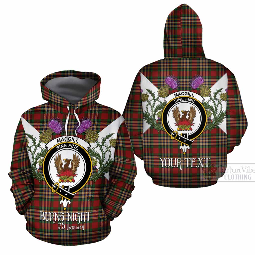 MacGill (MakGill) Tartan Family Crest Cotton Hoodie Scottish Burns Night Thistle Floral