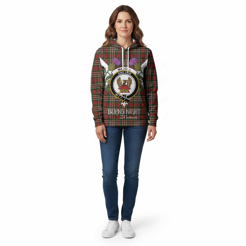 MacGill (MakGill) Tartan Family Crest Cotton Hoodie Scottish Burns Night Thistle Floral