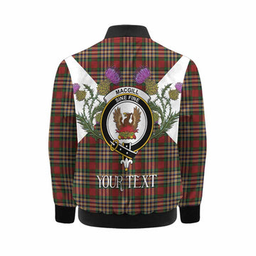 MacGill (MakGill) Tartan Family Crest Kid Bomber Jacket Scottish Burns Night Thistle Floral