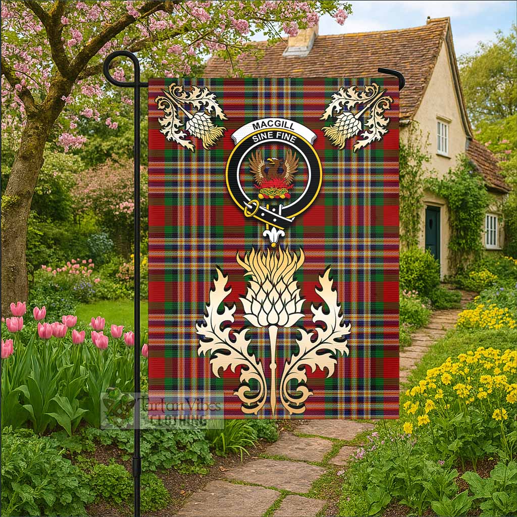 MacGill (MakGill) Tartan Garden Flag with Golden Regal Scottish Thistle Emblem - Tartan Vibes Clothing