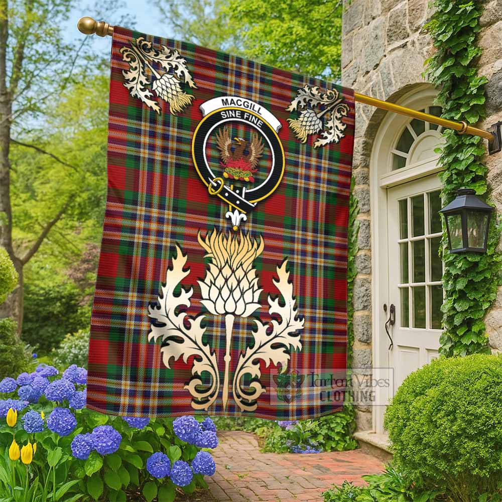 MacGill (MakGill) Tartan Garden Flag with Golden Regal Scottish Thistle Emblem - Tartan Vibes Clothing