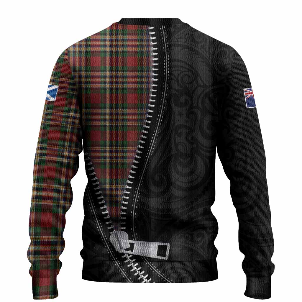 MacGill (MakGill) Tartan Knitted Sweater New Zealand Pattern Unique Zipper Stylized