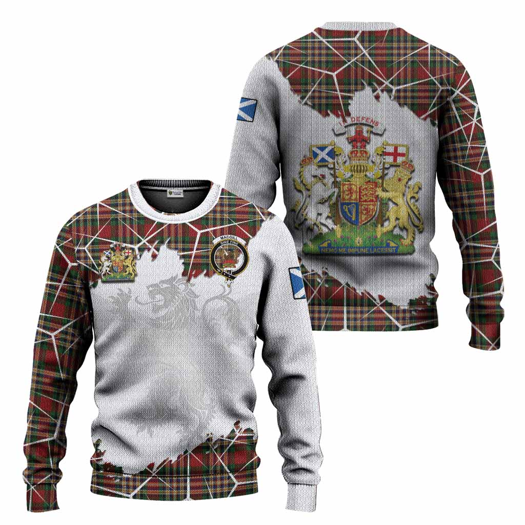 MacGill (MakGill) Tartan Knitted Sweater with Family Crest and Lion Rampant Grunge Style