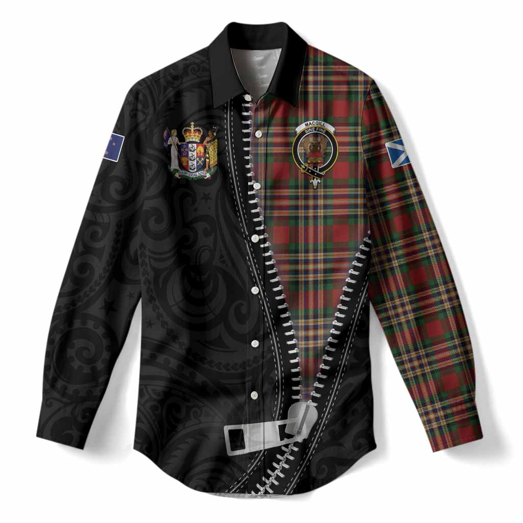 MacGill (MakGill) Tartan Women Casual Shirt New Zealand Pattern Unique Zipper Stylized