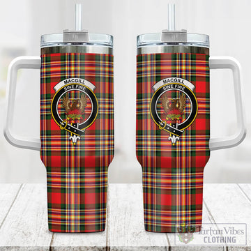 MacGill Modern Tartan and Family Crest Tumbler with Handle