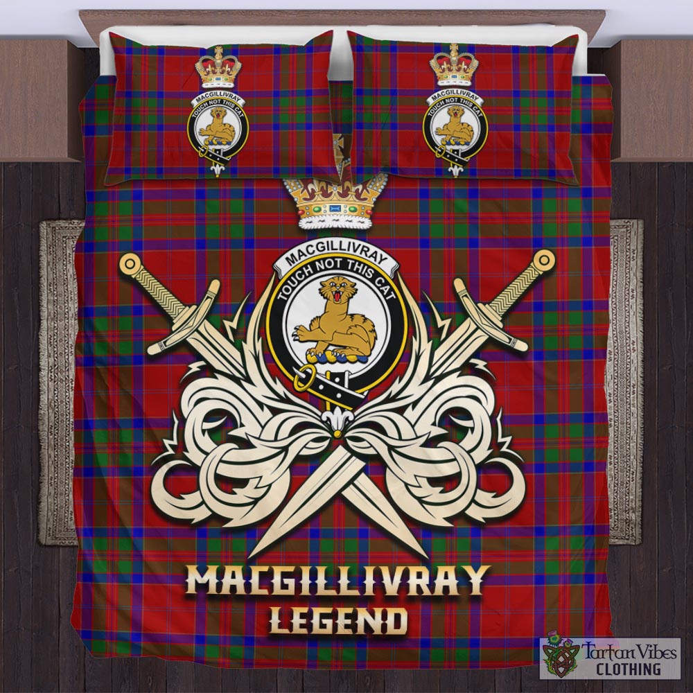 Tartan Vibes Clothing MacGillivray Tartan Bedding Set with Clan Crest and the Golden Sword of Courageous Legacy