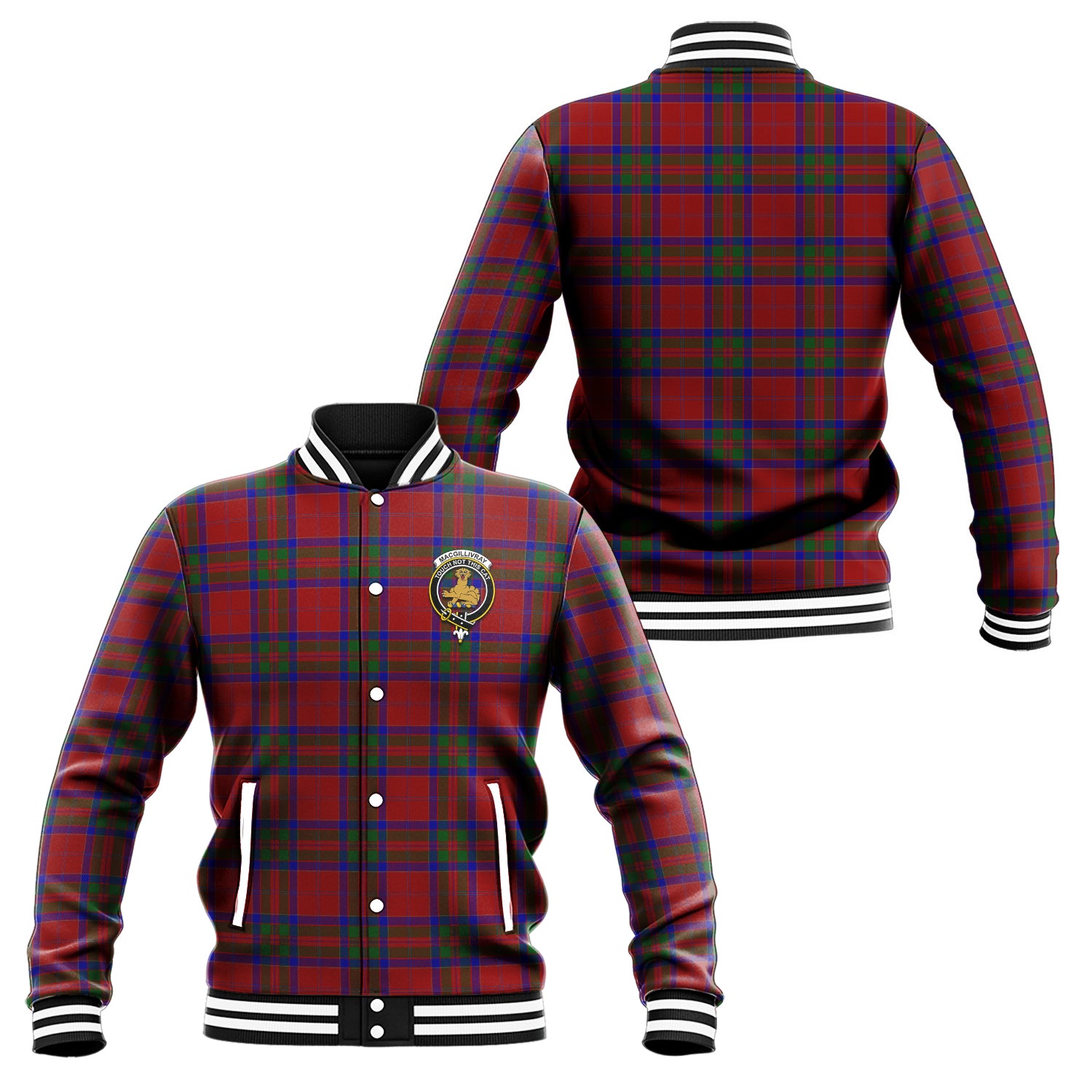 MacGillivray (McGillivray) Tartan Baseball Jacket with Family Crest Unisex - Tartan Vibes Clothing
