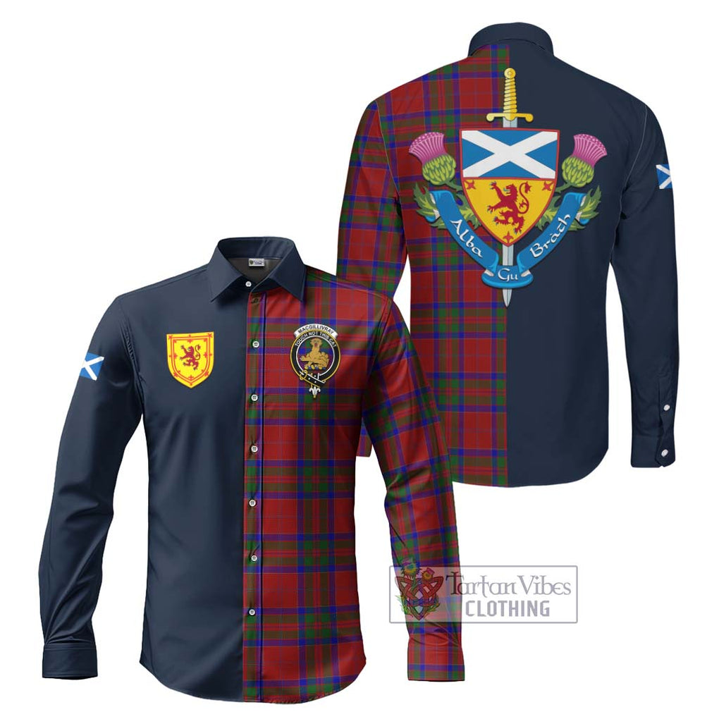 Tartan Vibes Clothing MacGillivray Tartan Long Sleeve Button Shirt with Scottish Lion Royal Arm Half Style