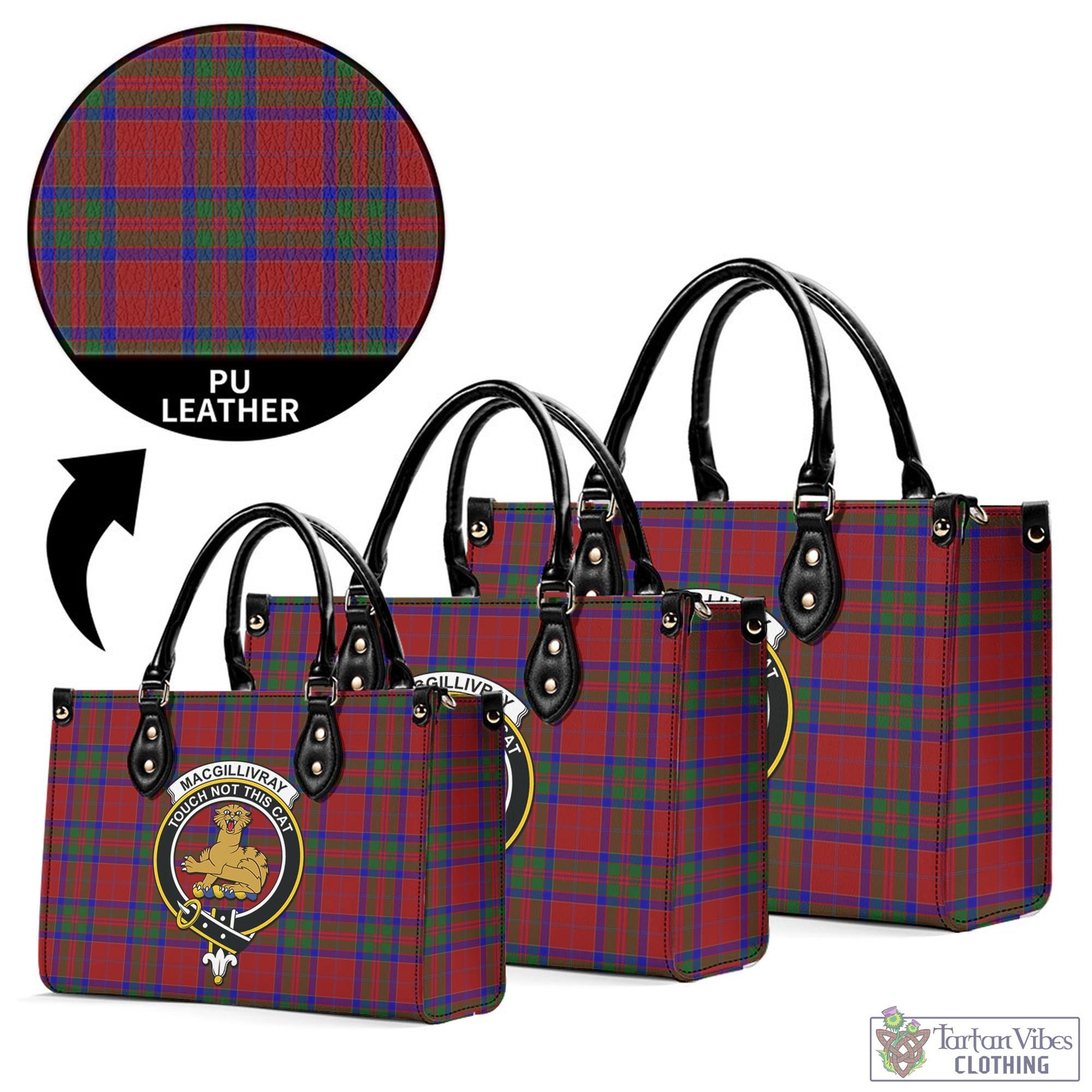 Tartan Vibes Clothing MacGillivray Tartan Luxury Leather Handbags with Family Crest
