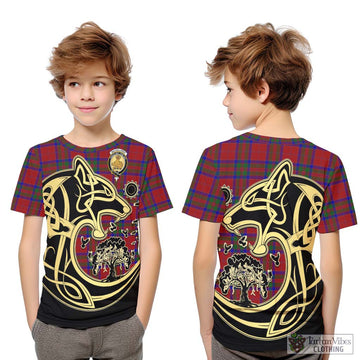 MacGillivray (McGillivray) Tartan Kid T-Shirt with Family Crest Celtic Wolf Style