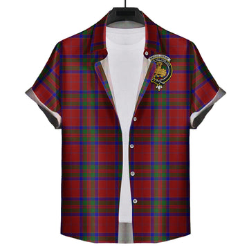 MacGillivray Tartan Short Sleeve Button Down Shirt with Family Crest