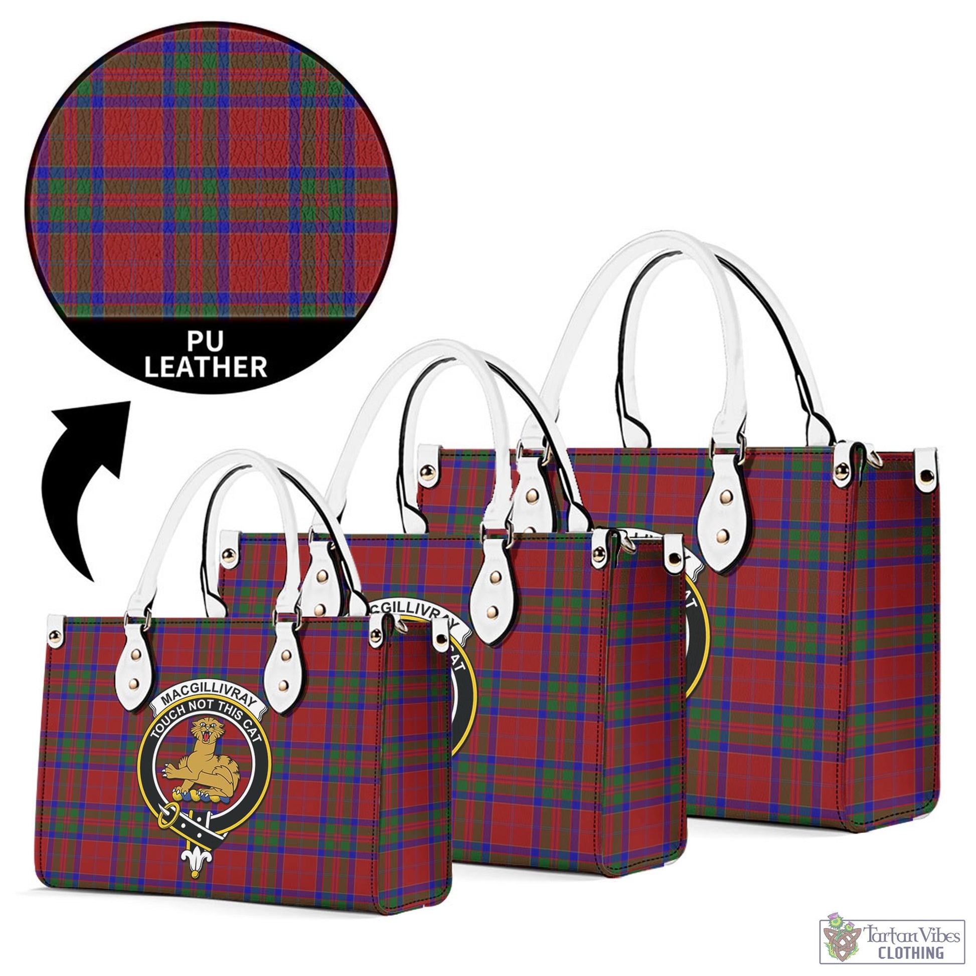 Tartan Vibes Clothing MacGillivray Tartan Luxury Leather Handbags with Family Crest
