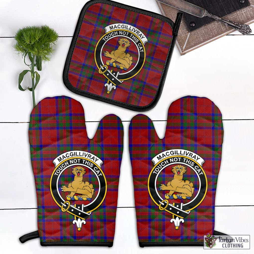 MacGillivray (McGillivray) Tartan Combo Oven Mitt & Pot-Holder with Family Crest Combo 1 Oven Mitt & 1 Pot-Holder Black - Tartan Vibes Clothing