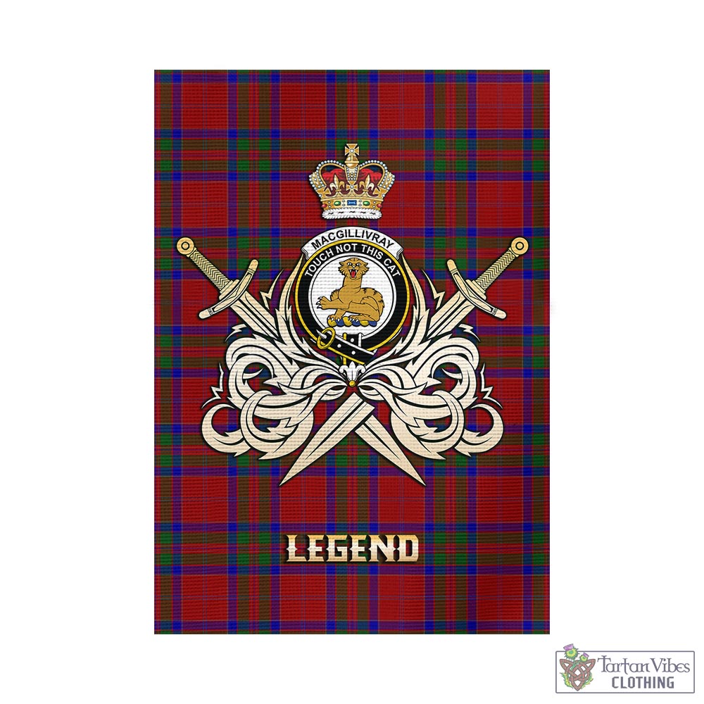 Tartan Vibes Clothing MacGillivray Tartan Flag with Clan Crest and the Golden Sword of Courageous Legacy