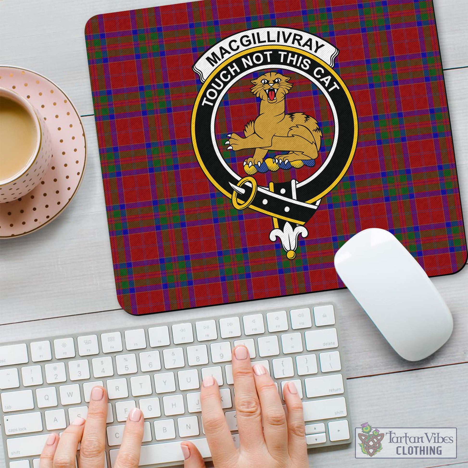 Tartan Vibes Clothing MacGillivray Tartan Mouse Pad with Family Crest