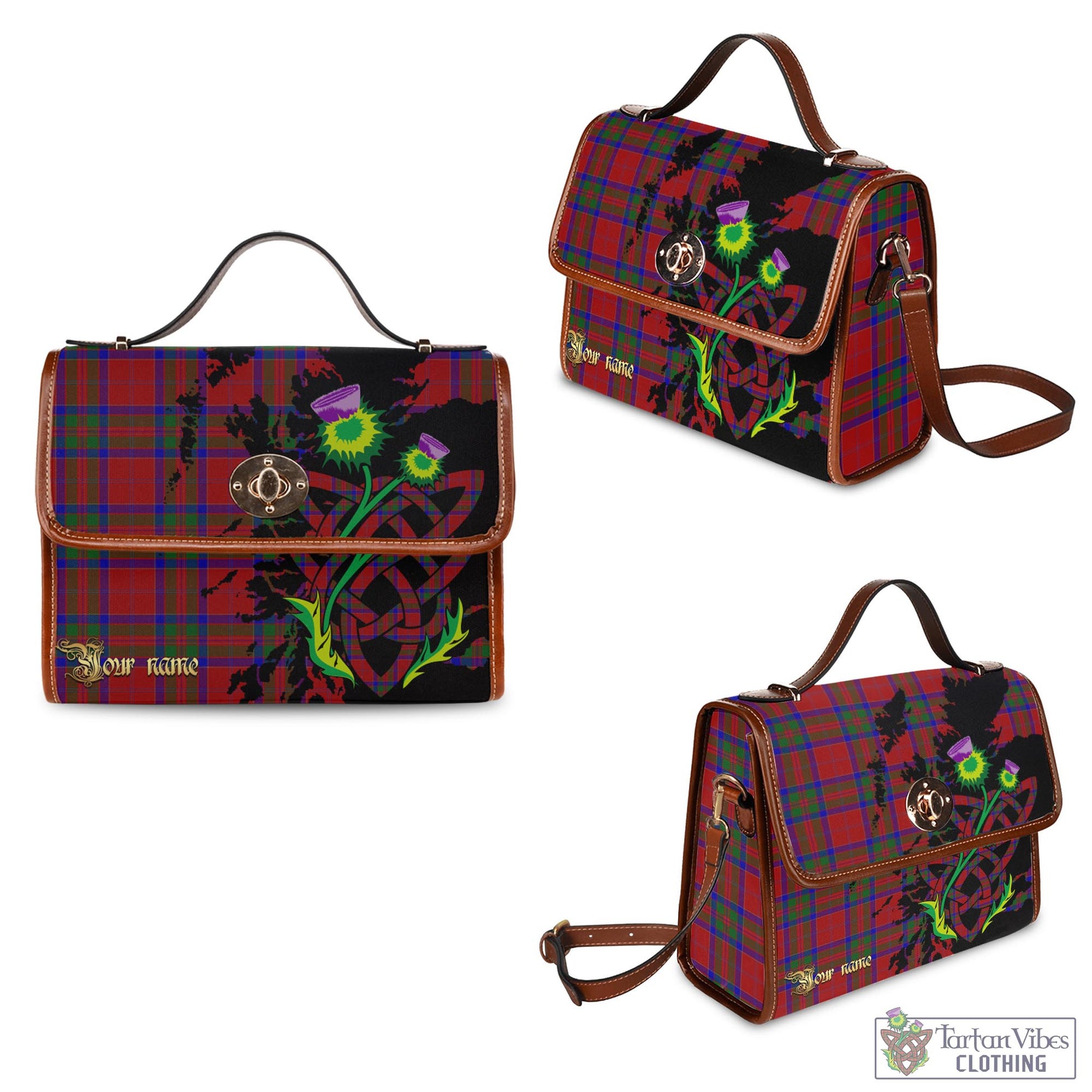 MacGillivray (McGillivray) Tartan Waterproof Canvas Bag with Scotland Map and Thistle Celtic Accents - Tartan Vibes Clothing