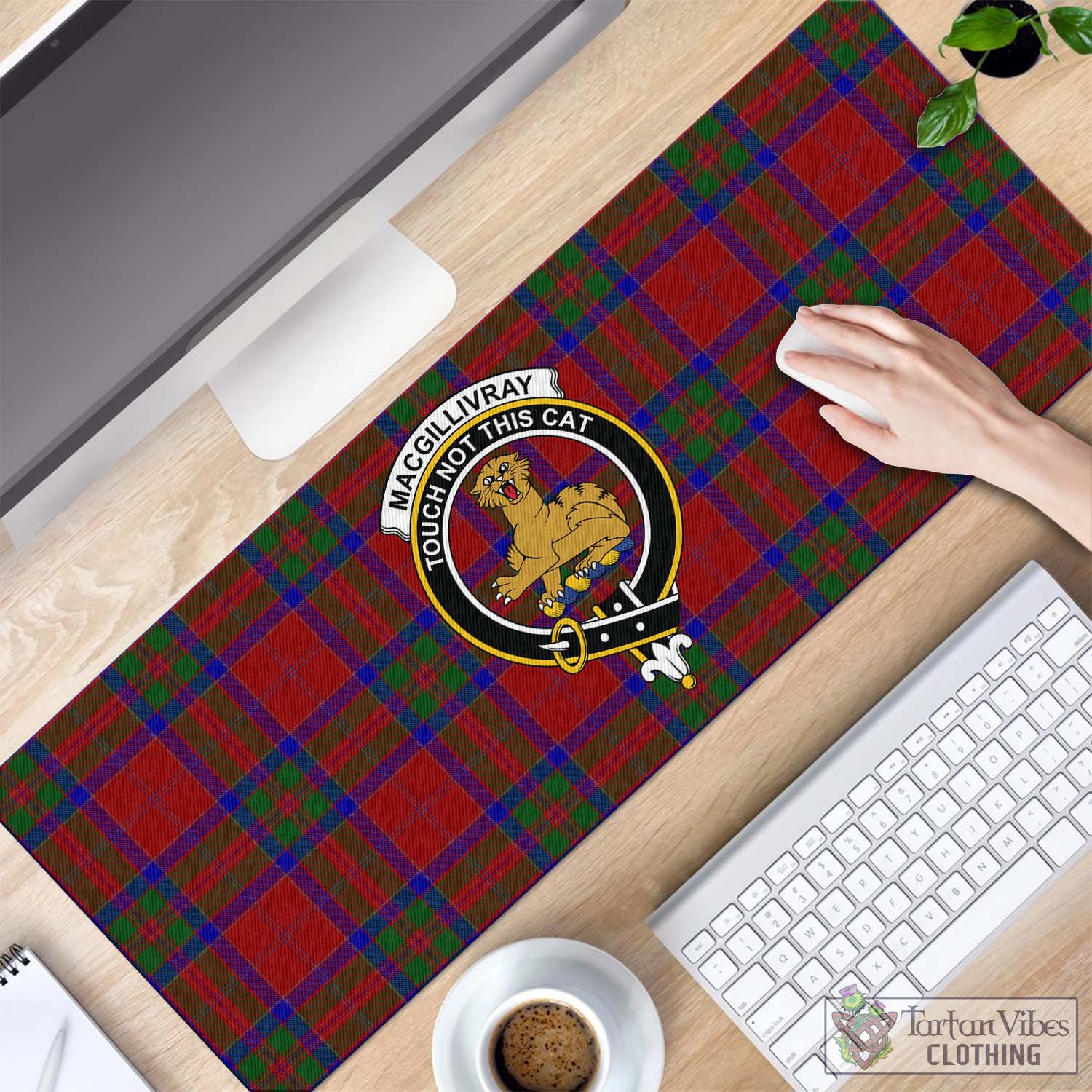 Tartan Vibes Clothing MacGillivray Tartan Mouse Pad with Family Crest