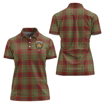 MacGillivray Hunting Ancient Tartan Polo Shirt with Family Crest For Women