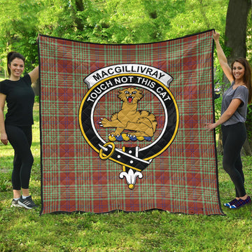 MacGillivray Hunting Ancient Tartan Quilt with Family Crest