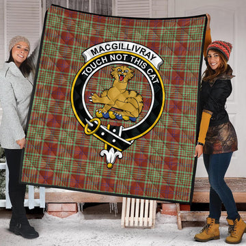 MacGillivray Hunting Ancient Tartan Quilt with Family Crest