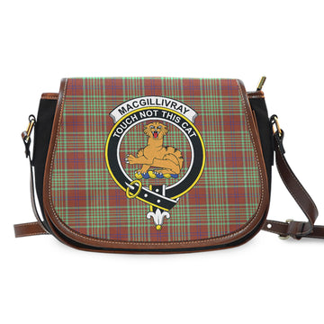 MacGillivray Hunting Ancient Tartan Saddle Bag with Family Crest