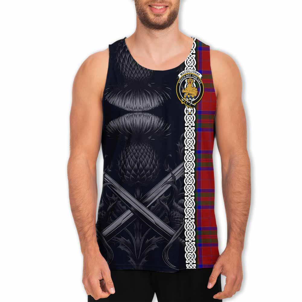 Tartan Vibes Clothing MacGillivray (McGillivray) Tartan Men's Tank Top with Family Crest Cross Sword Thistle Celtic Vibes