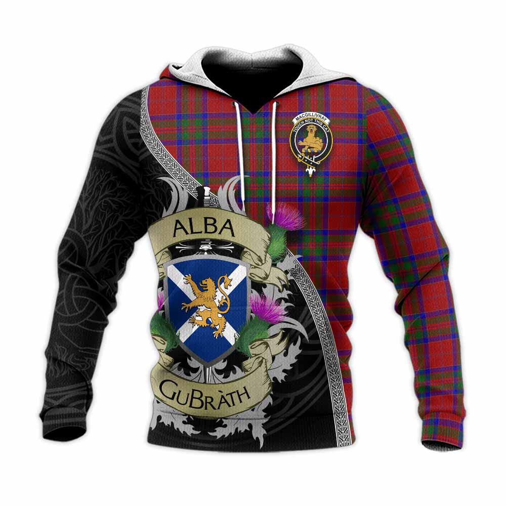 Tartan Vibes Clothing MacGillivray (McGillivray) Tartan Family Crest Knitted Hoodie Lion Rampant Royal Thistle Shield Celtic Inspired