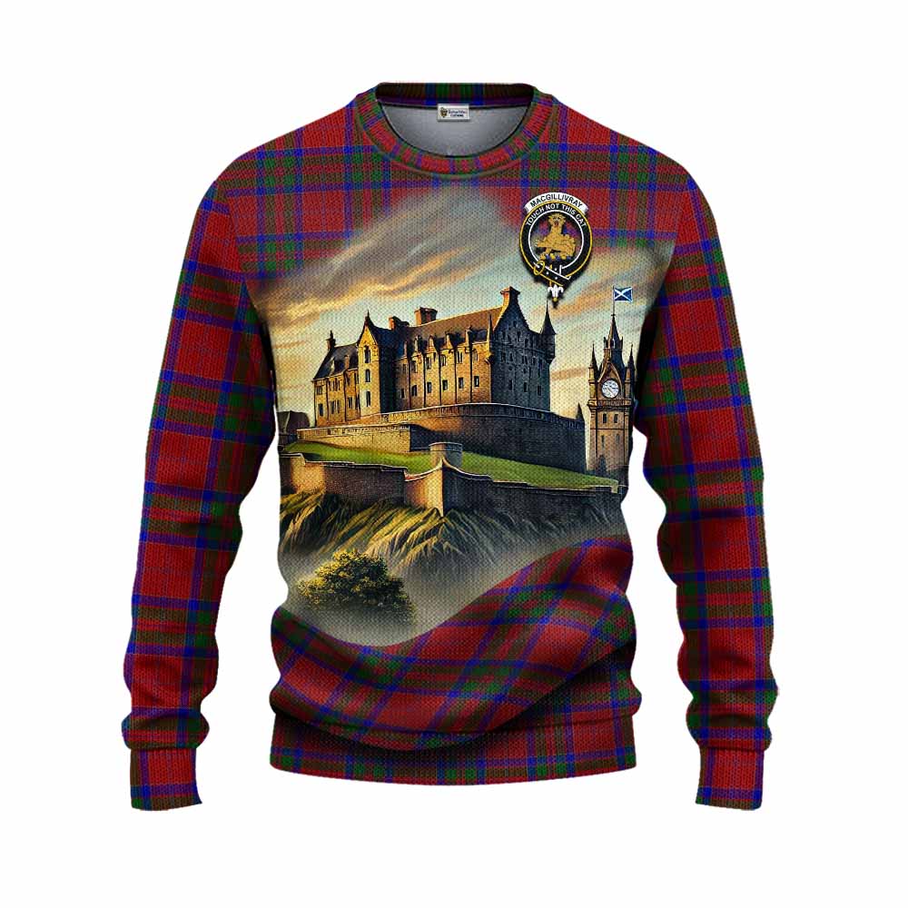 Tartan Vibes Clothing MacGillivray (McGillivray) Tartan Family Crest Knitted Sweater with Scottish Ancient Castle Style