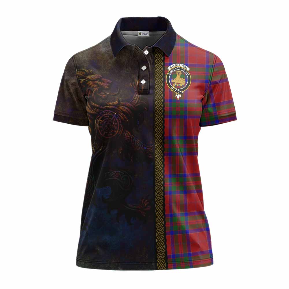 Tartan Vibes Clothing MacGillivray (McGillivray) Tartan Family Crest Women's Polo Shirt Alba Gu Brath Be Brave Lion Ancient Style