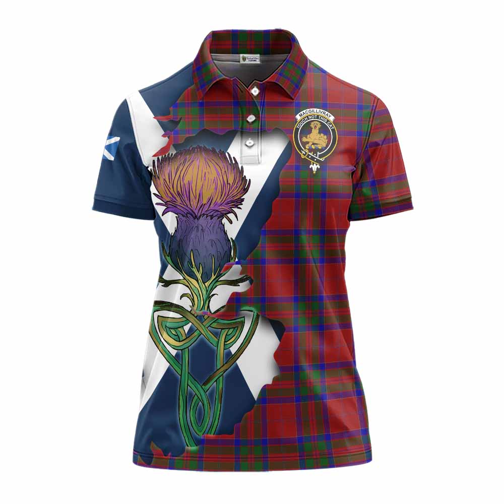 Tartan Vibes Clothing MacGillivray (McGillivray) Tartan Family Crest Women's Polo Shirt Scottish Thistle Celtic Inspired