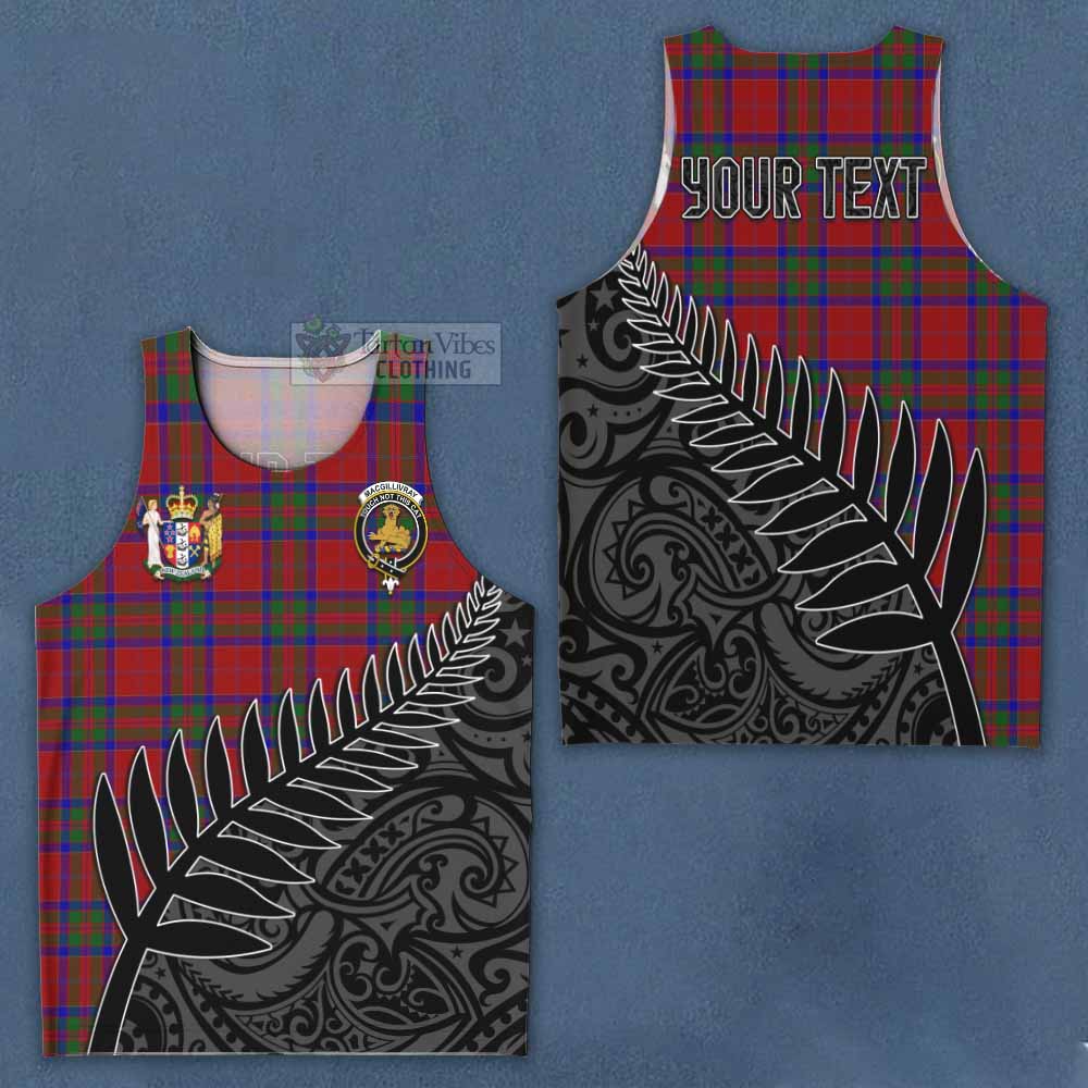 Tartan Vibes Clothing MacGillivray (McGillivray) Crest Tartan Men's Tank Top with New Zealand Silver Fern Half Style