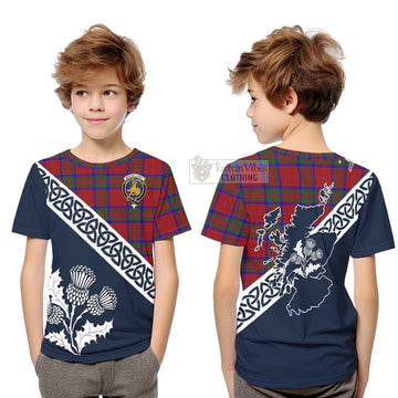 Tartan Vibes Clothing MacGillivray (McGillivray) Tartan Kid T-Shirt Featuring Thistle and Scotland Map