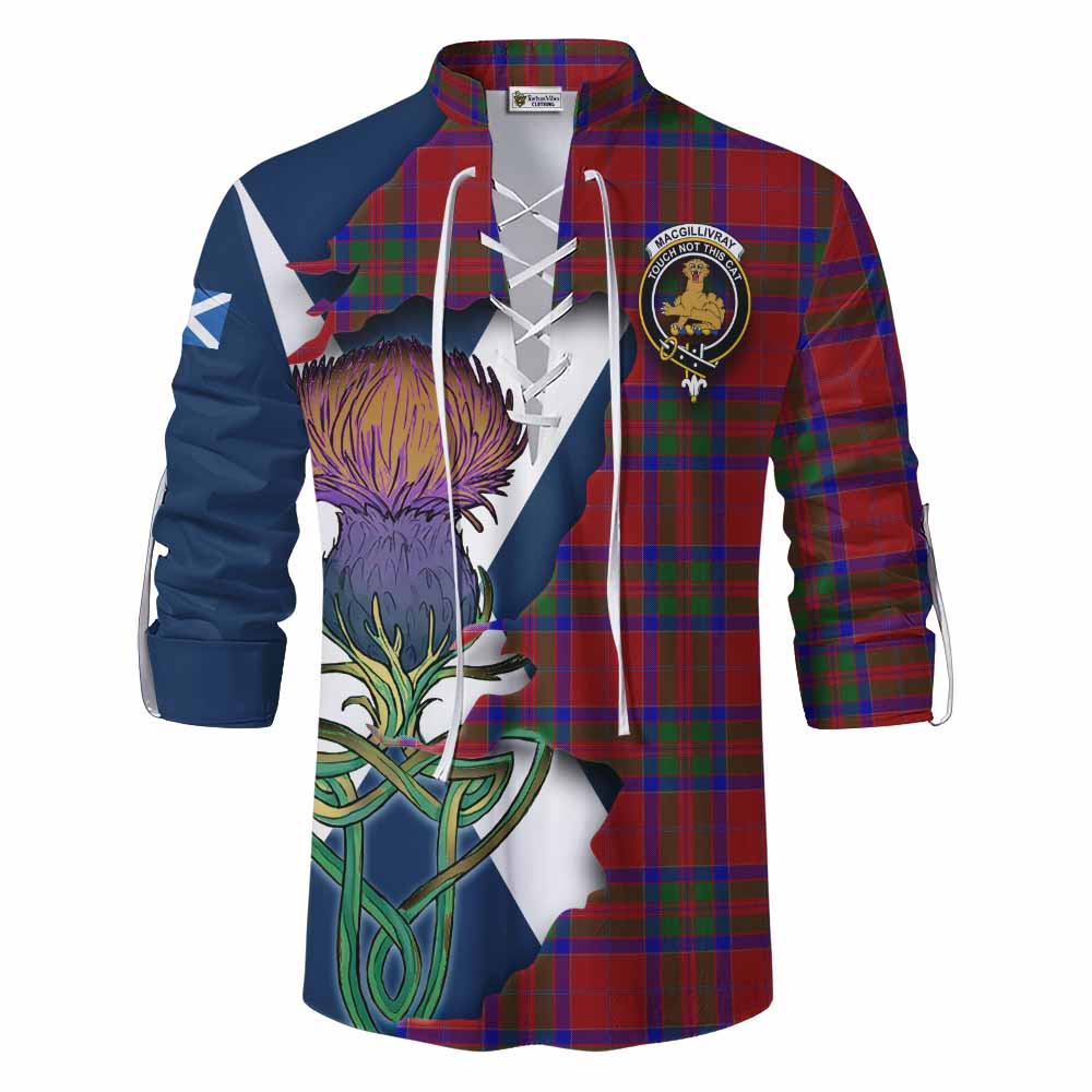 Tartan Vibes Clothing MacGillivray (McGillivray) Tartan Family Crest Ghillie Kilt Shirt Scottish Thistle Celtic Inspired