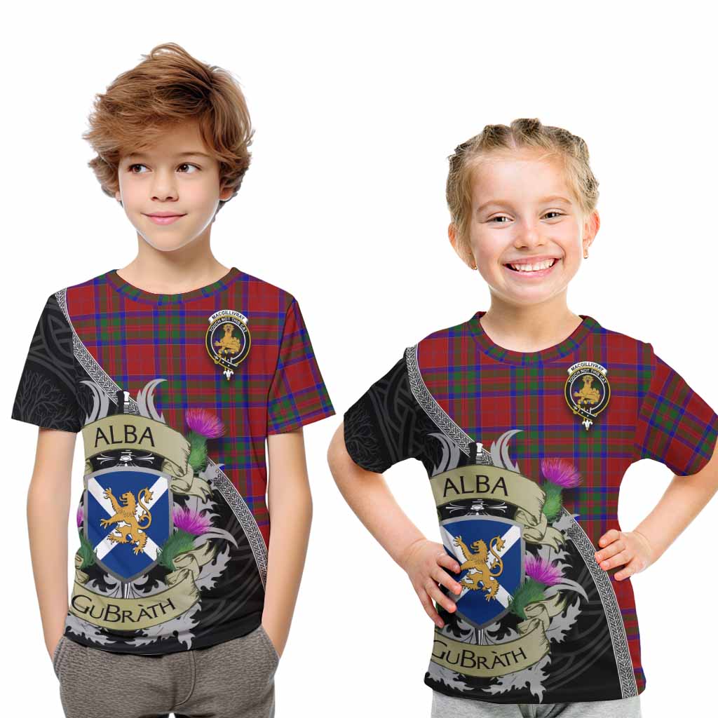 Tartan Vibes Clothing MacGillivray (McGillivray) Tartan Family Crest Kid T-Shirt Lion Rampant Royal Thistle Shield Celtic Inspired