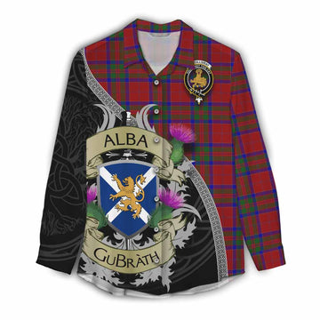 Tartan Vibes Clothing MacGillivray (McGillivray) Tartan Family Crest Women's Casual Shirt Lion Rampant Royal Thistle Shield Celtic Inspired