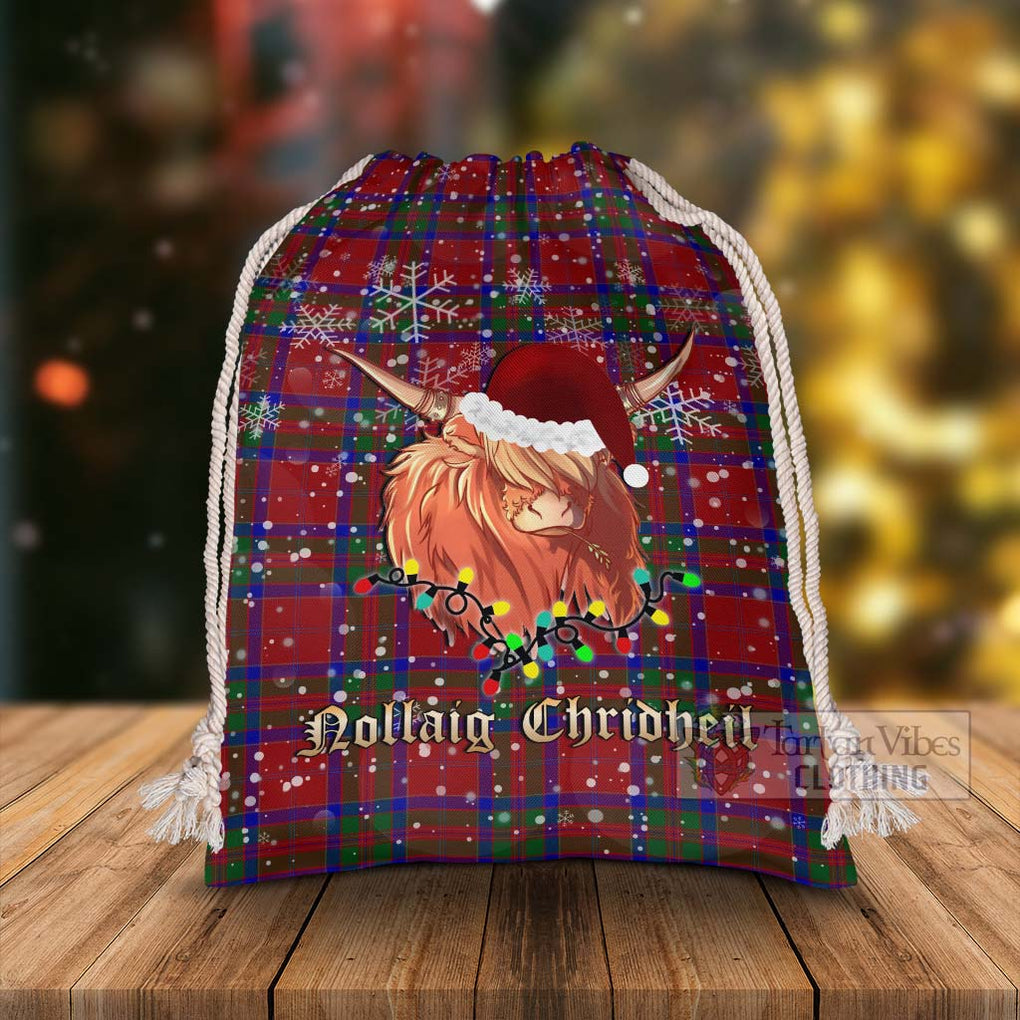 Tartan Vibes Clothing MacGillivray (McGillivray) Tartan Christmas Santa's Bag with Highland Cow